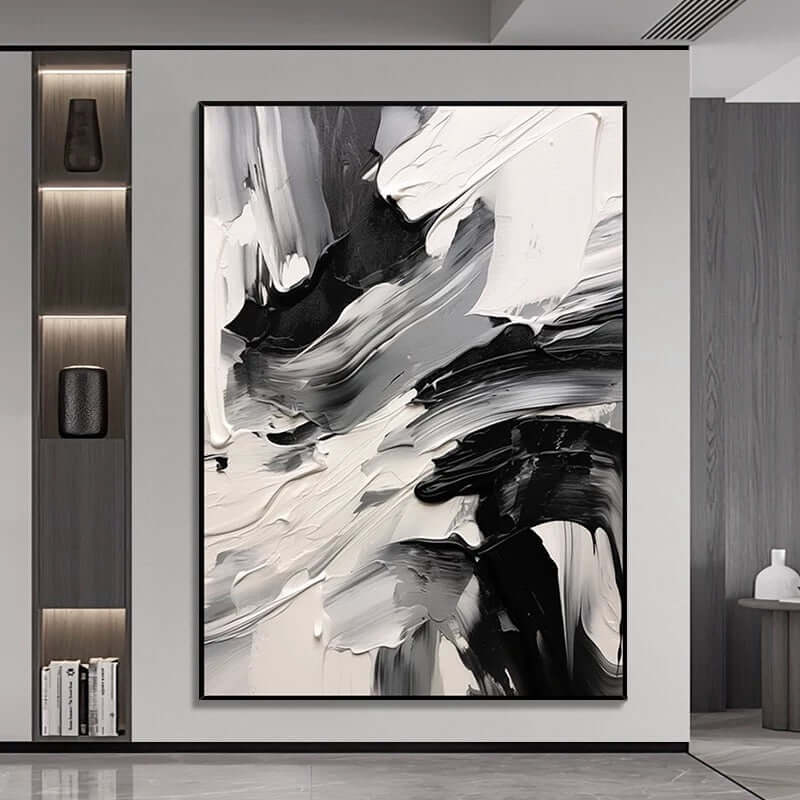 Arte de pared texturizado en color beige, blanco y café En blanco y negro