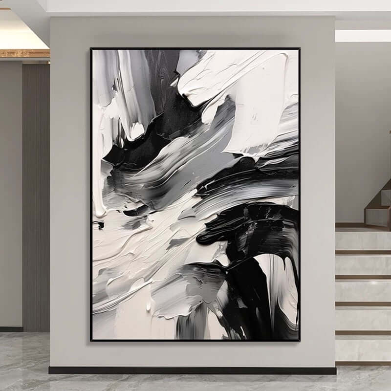 Arte de pared texturizado en color beige, blanco y café En blanco y negro