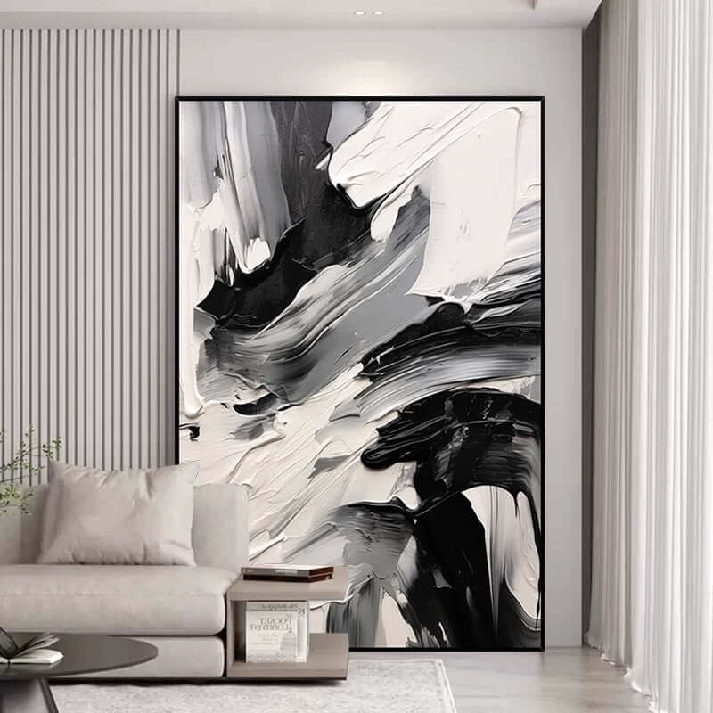 Arte de pared texturizado en color beige, blanco y café En blanco y negro
