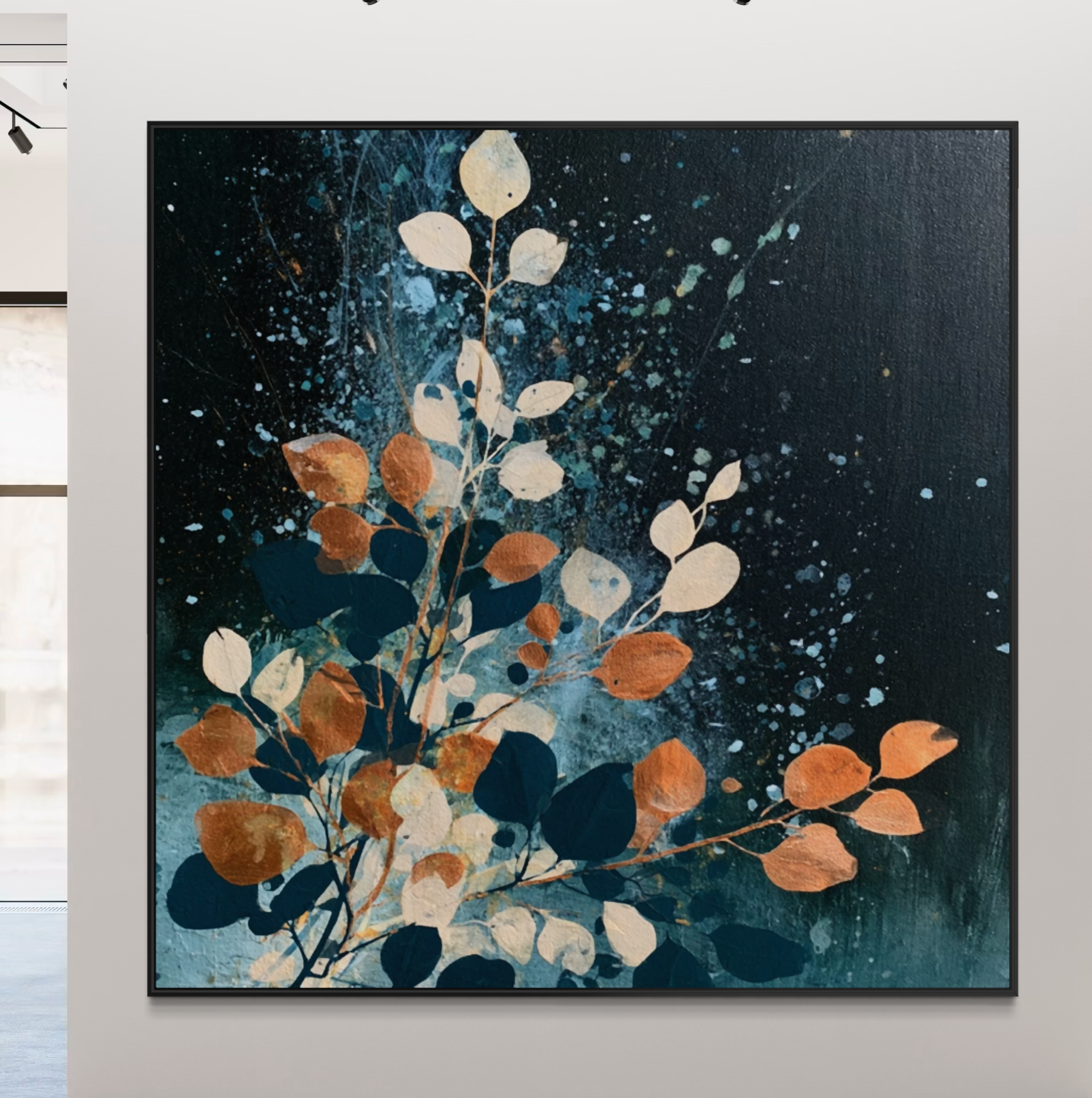 Autumn Leaves on Midnight Blue