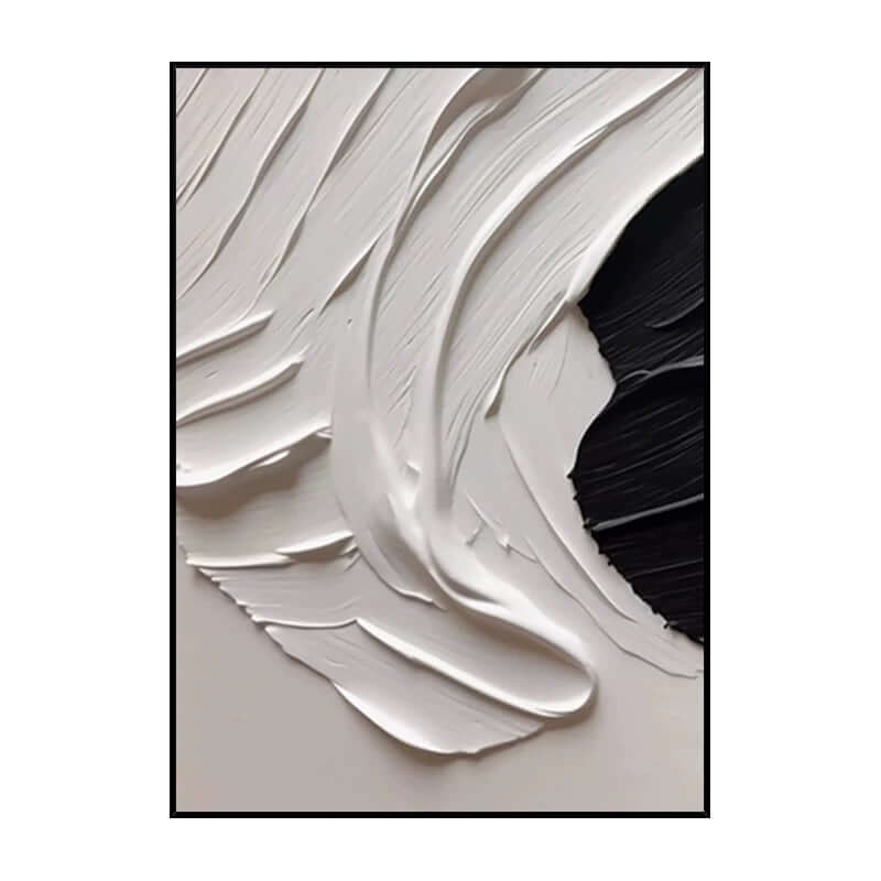 White Black Minimalism Textured Wall Art - Hand Painting