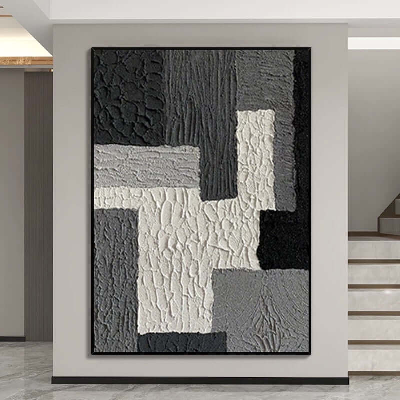 Grey Rough Textured Wall Art - Hand Painting