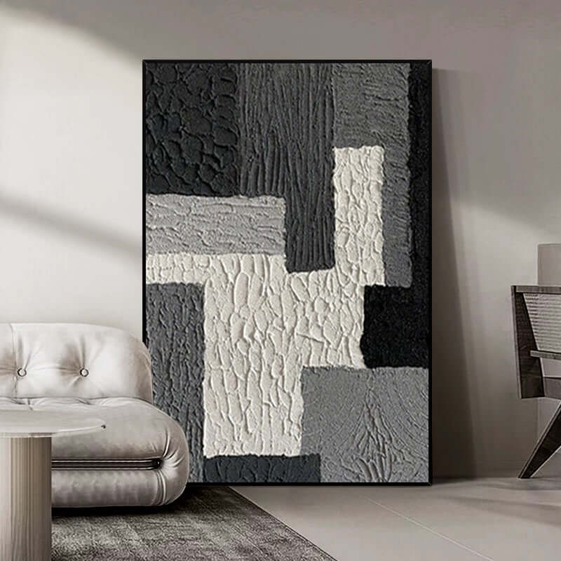 Arte de pared texturizado en color beige, blanco y café
