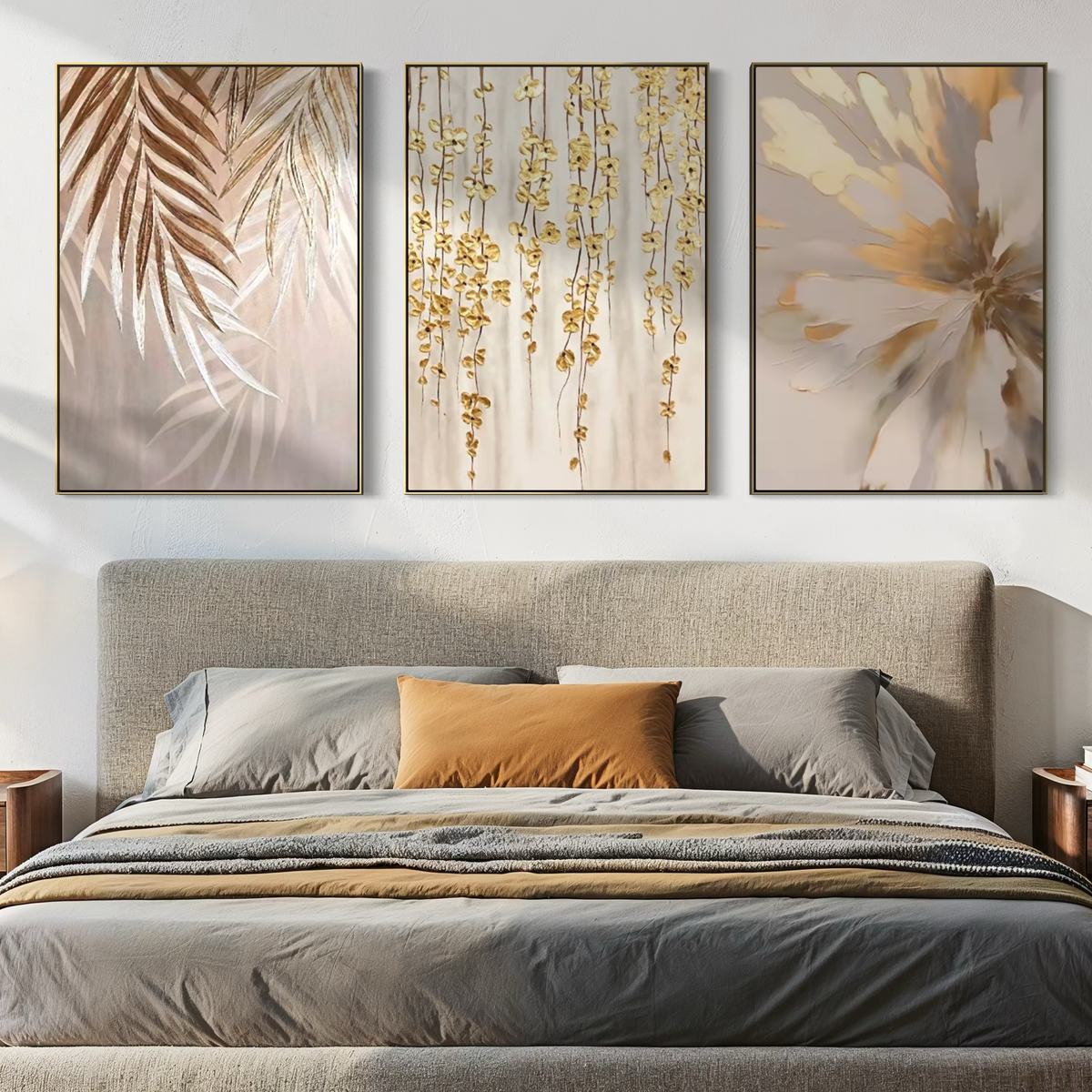 Golden Abstract Floral Set - Hand Painting
