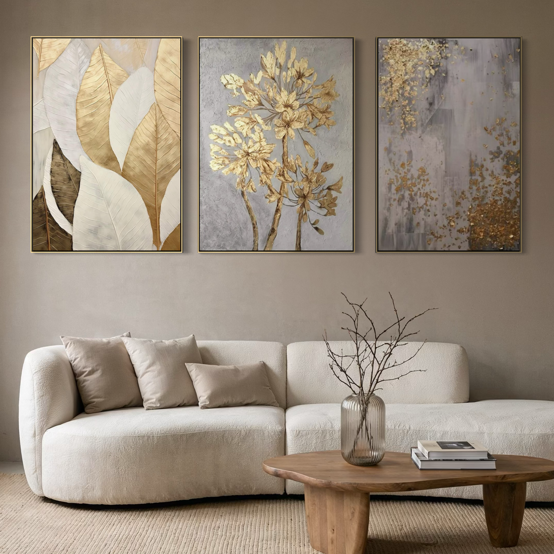 Golden Scatter Set Triptych - Hand Painting