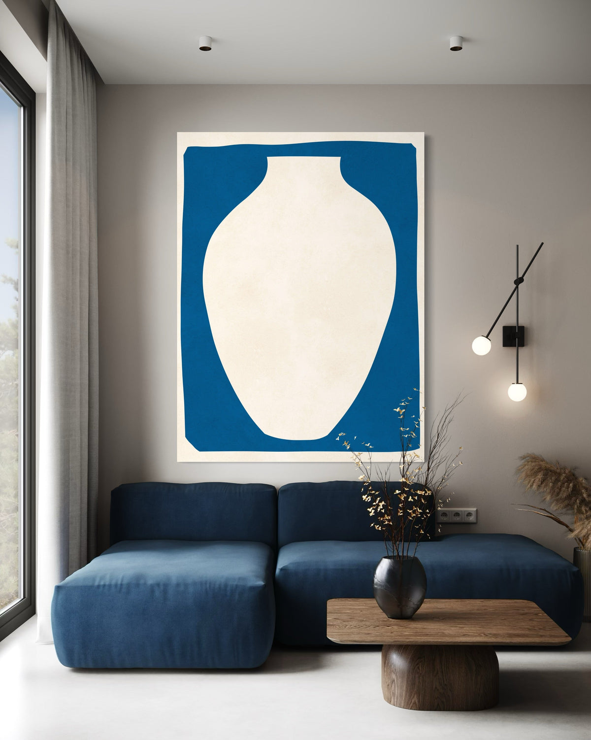 Vase on Blue Background 2 - Hand Painting