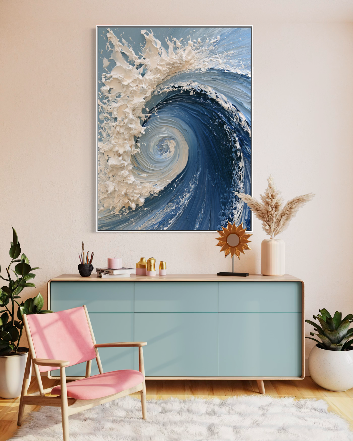 The Dramatic Blue Textured Wave