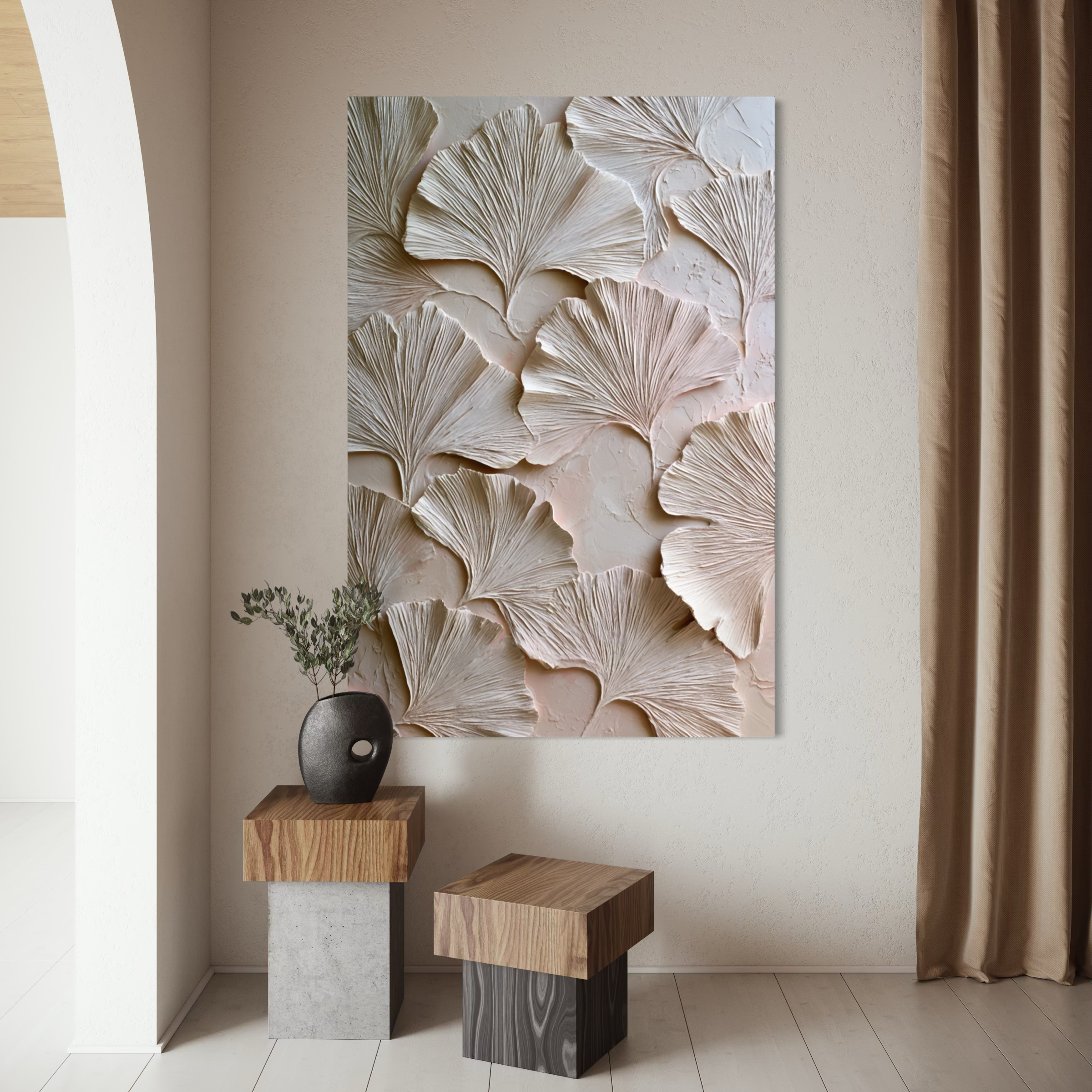 Ginkgo Relief in Soft Ivory