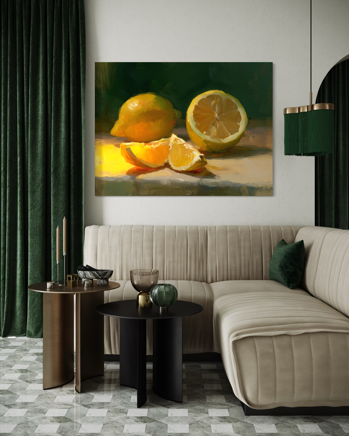 The Warm Lemon Still Life - Hand Painting