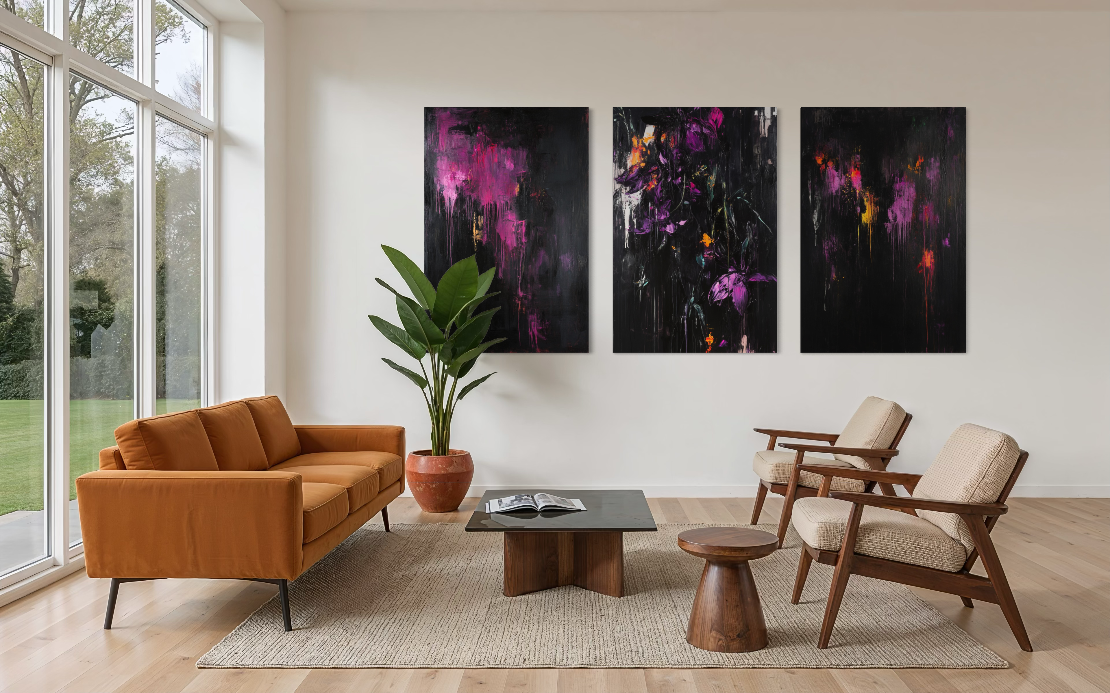 Purple Abstract Triptych
