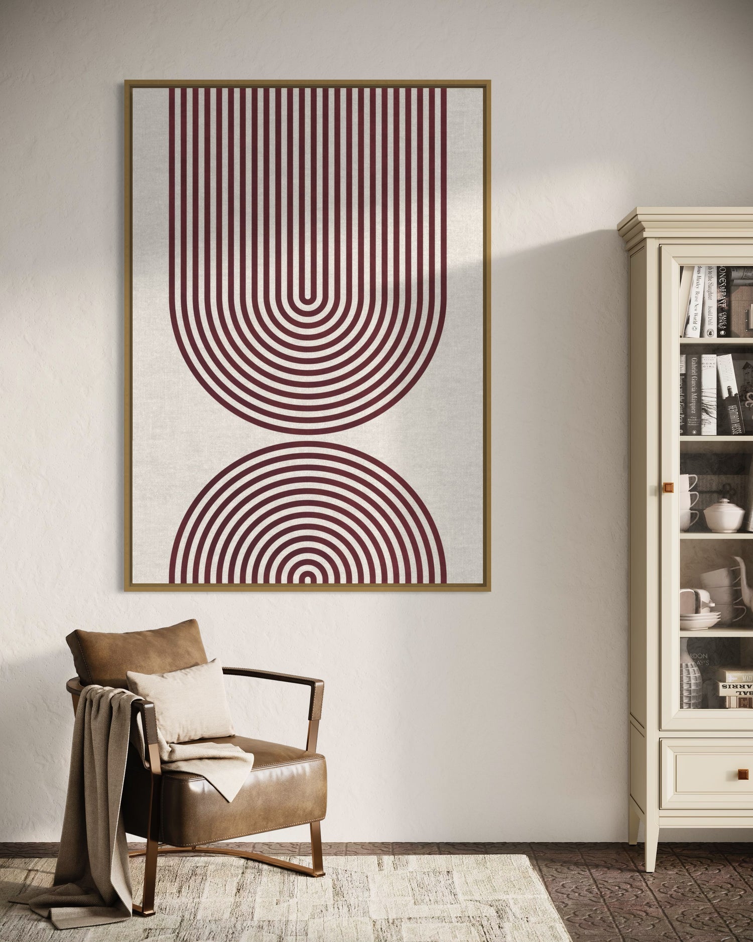 Striped Arches Burgundy Wabi Sabi Wall Art