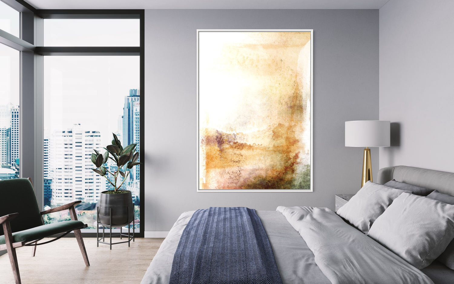 Campos de verano abstractos Arte mural vertical y pinturas