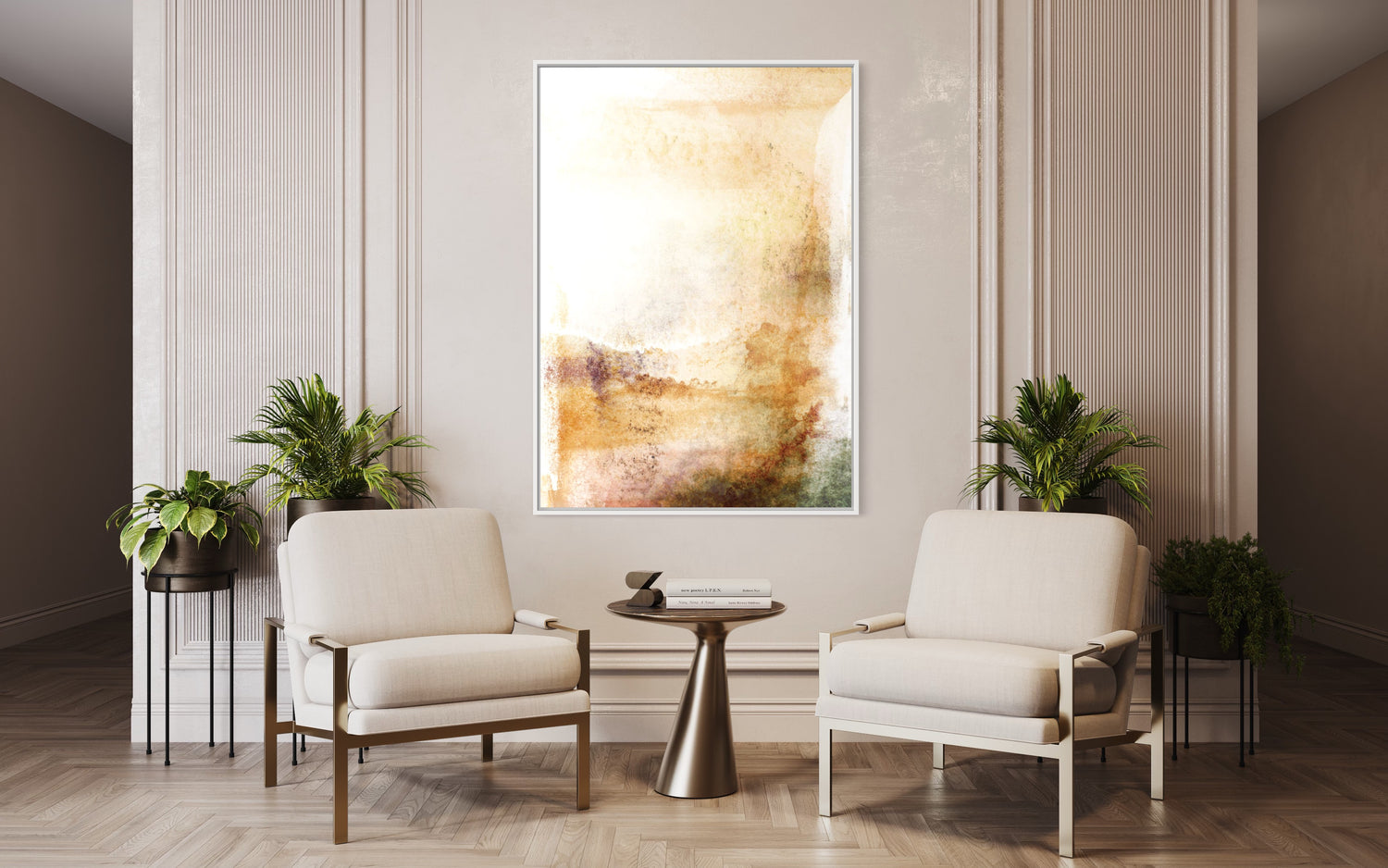 Campos de verano abstractos Arte mural vertical y pinturas