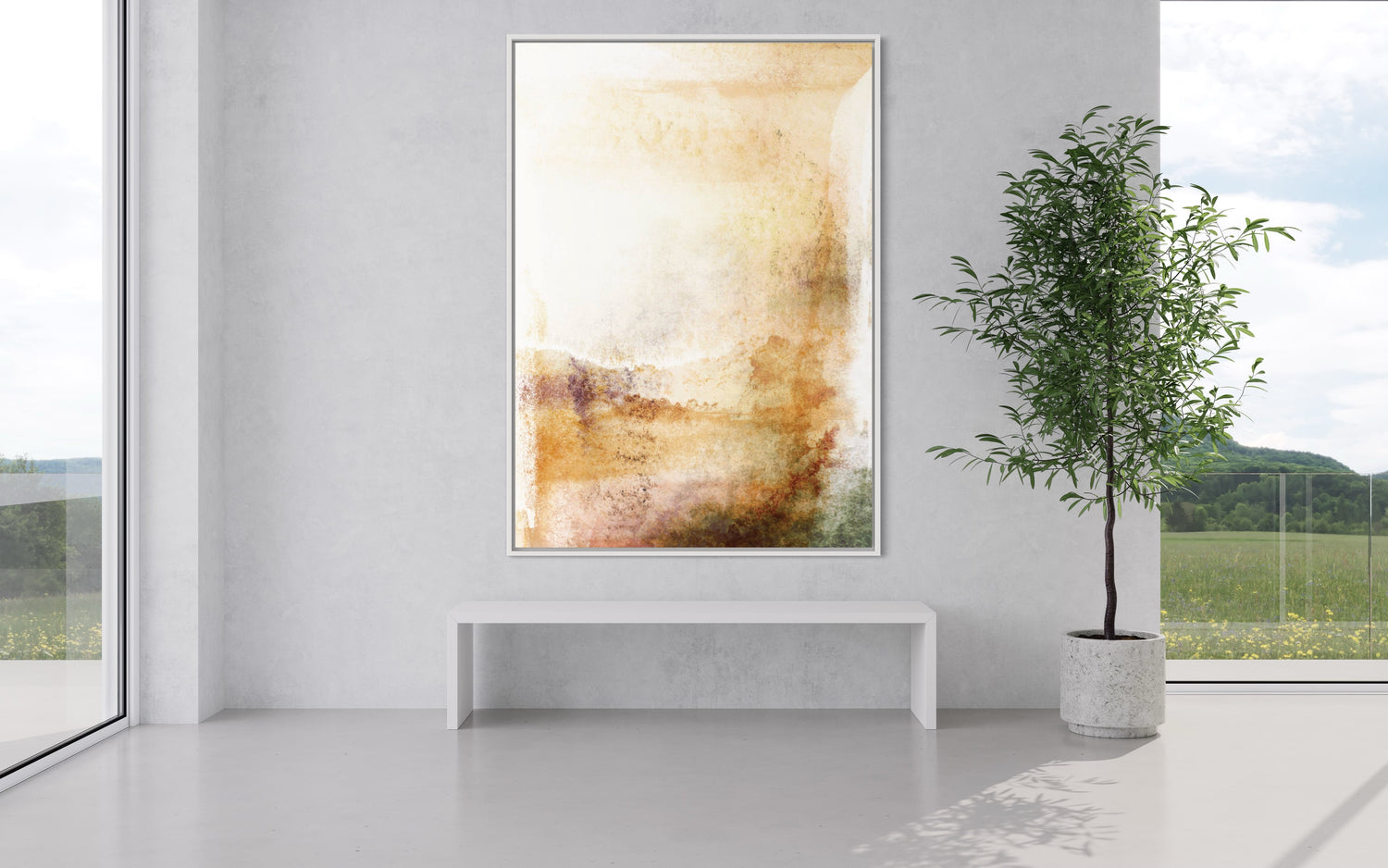 Campos de verano abstractos Arte mural vertical y pinturas