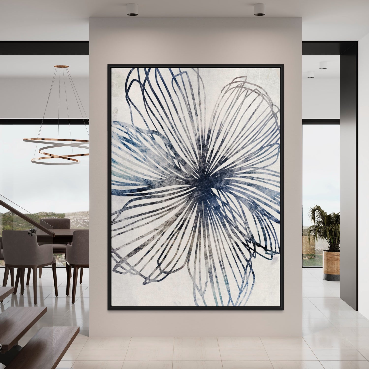 Floreale a strisce blu Dining Room Wall Art