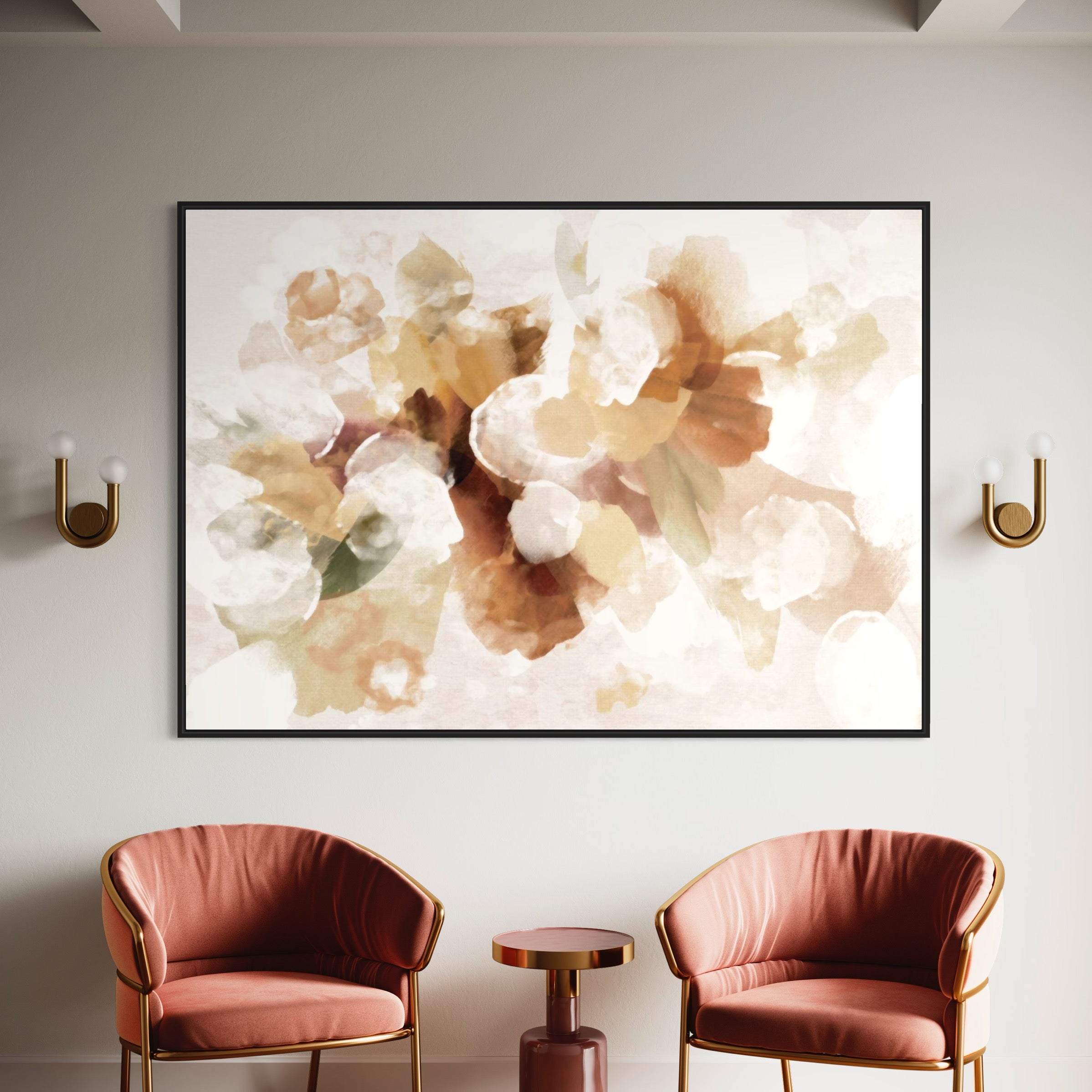 Blumenstrauß Abstrakt Beige