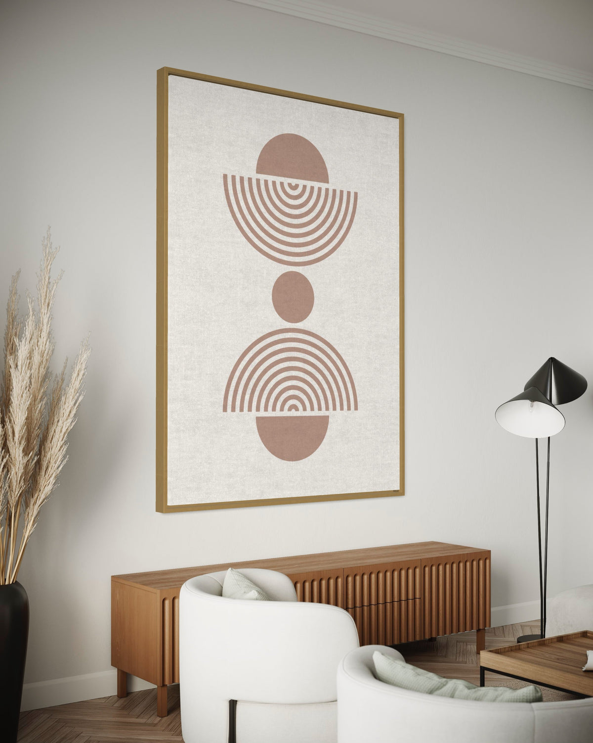 Arch and Circle Abstract Beige - Hand Painting