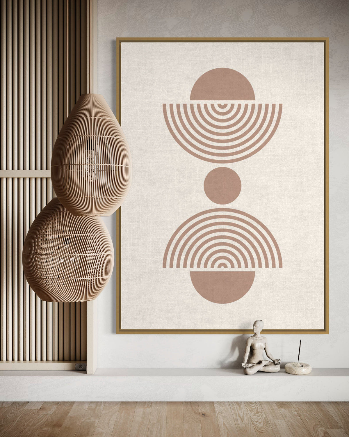 Arch and Circle Abstract Beige - Hand Painting