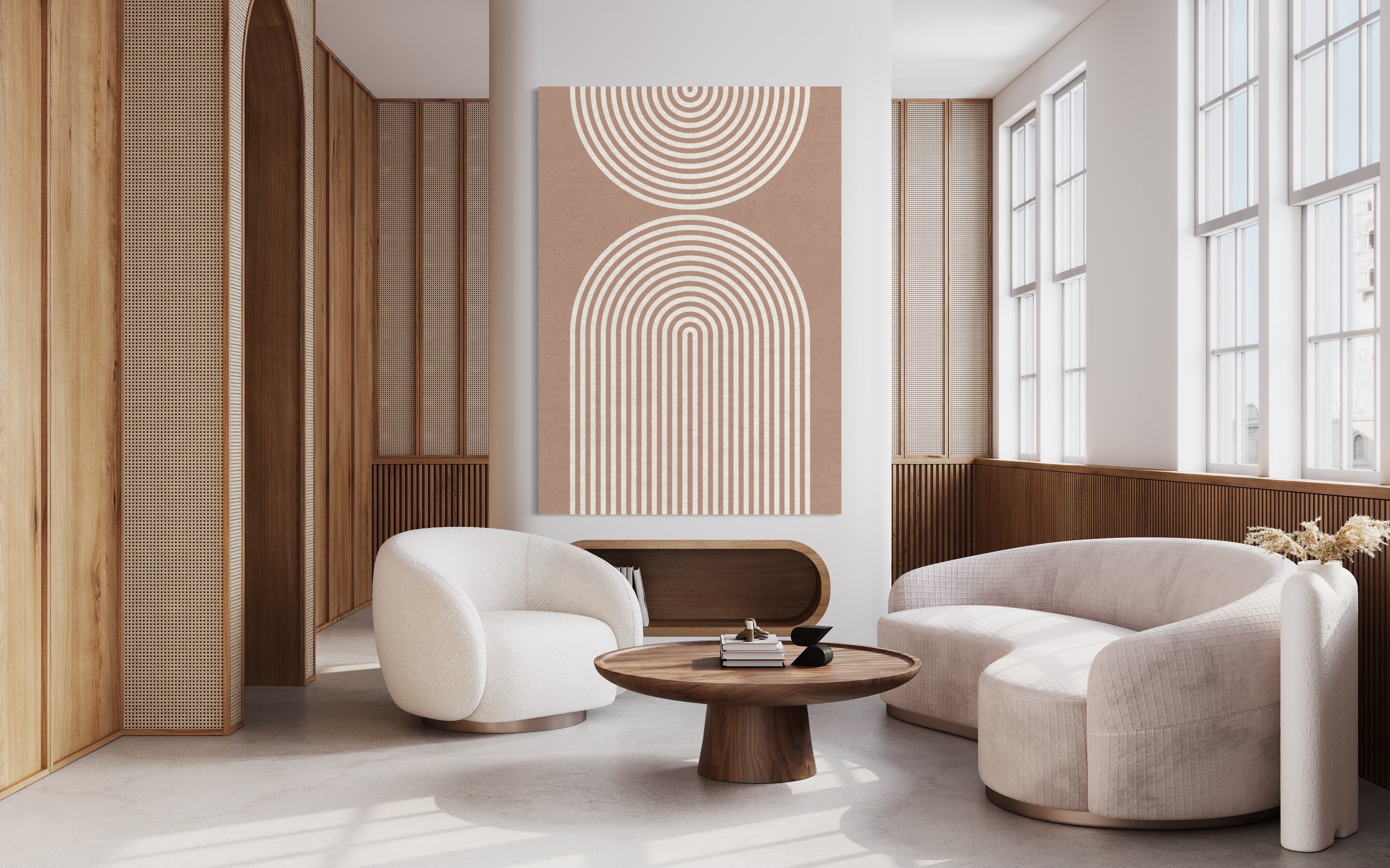 Gestreifte Bögen Abstrakt Beige
