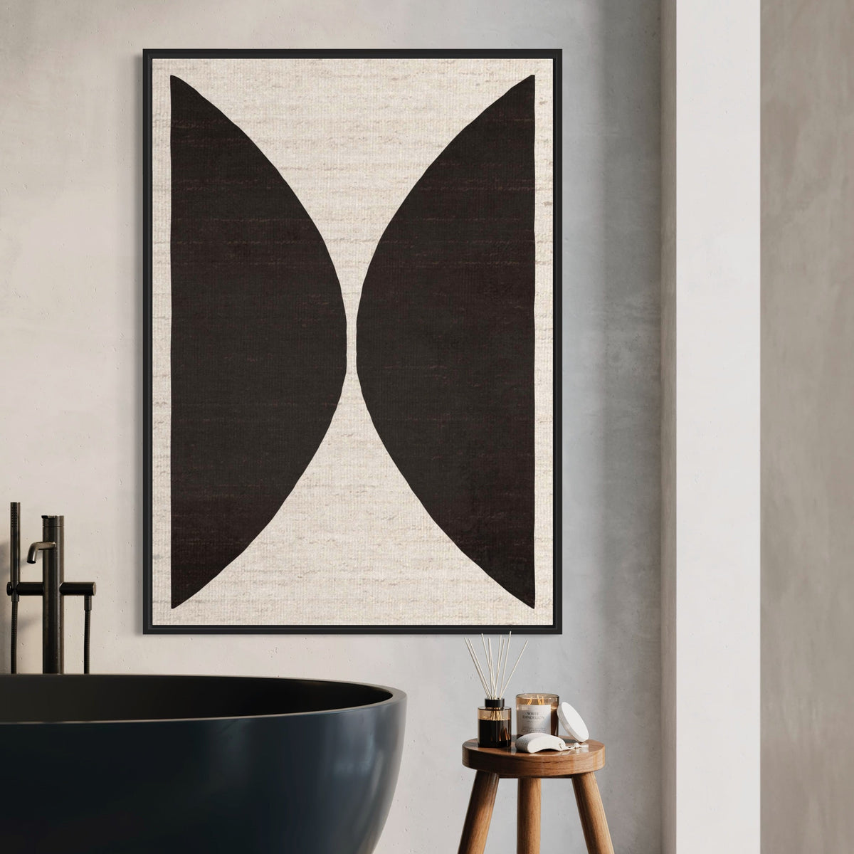 Natural Half Circles Black - Hand Painting