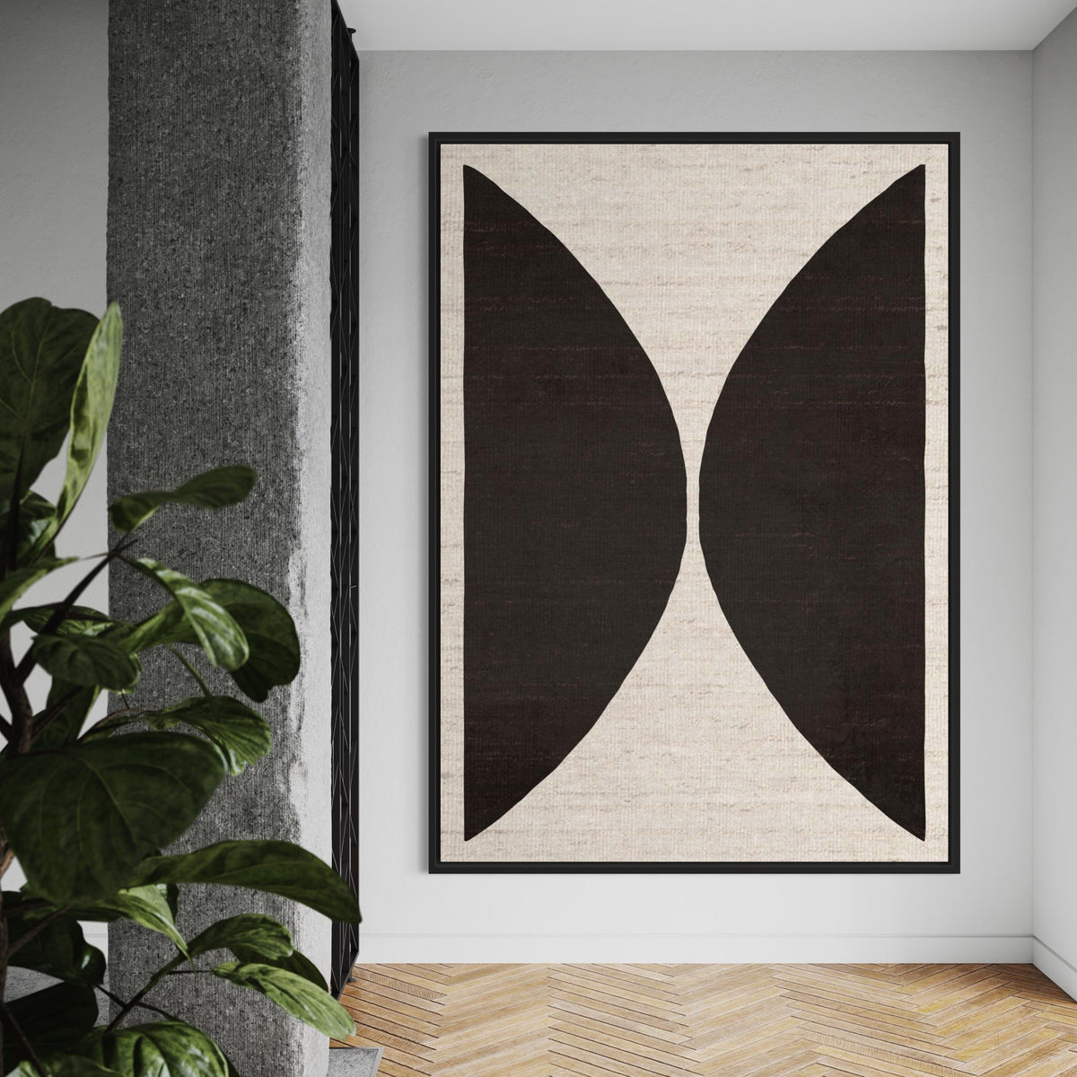 Natural Half Circles Black - Hand Painting
