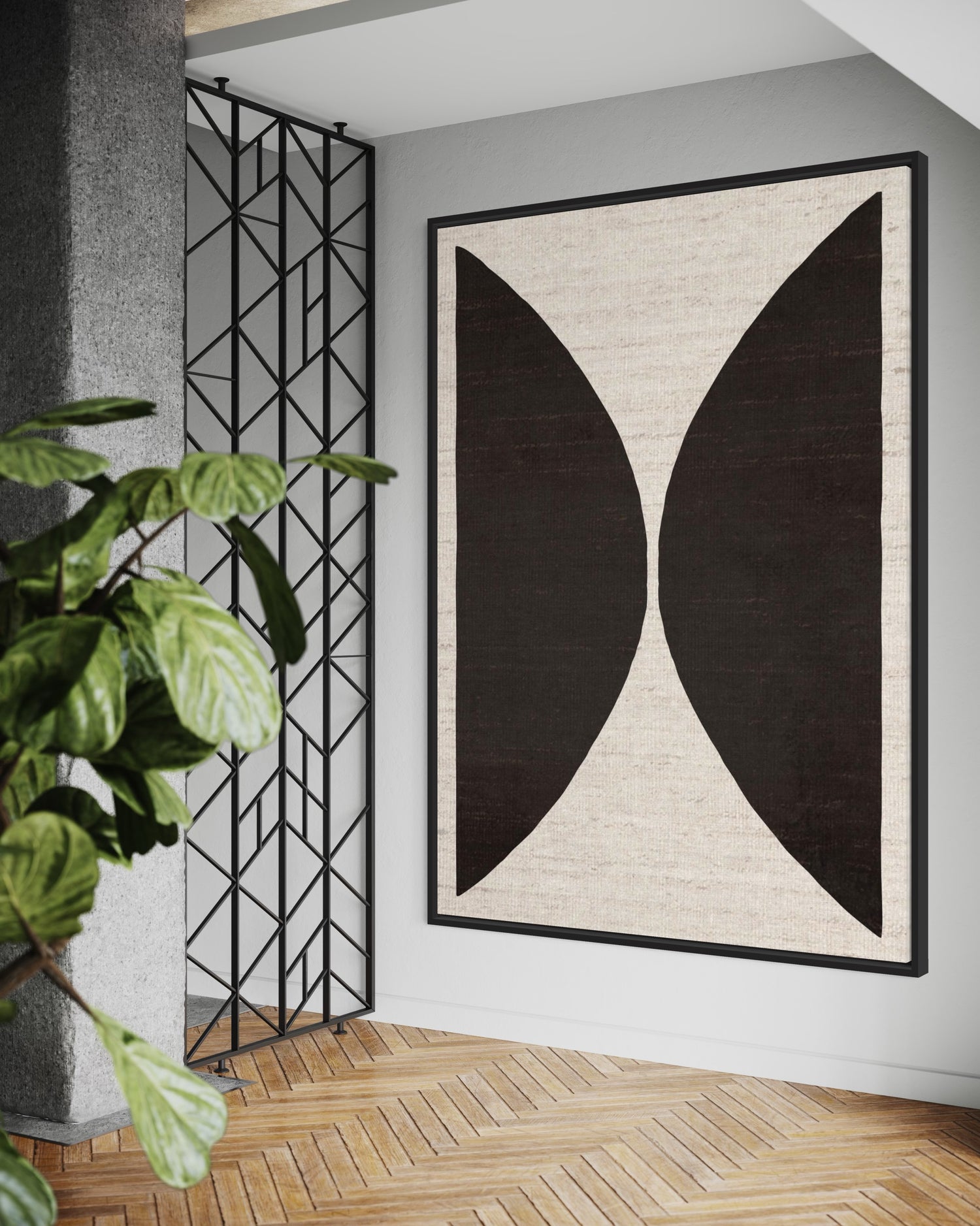 Mezza naturale cerchia nera Wabi Sabi Wall Art