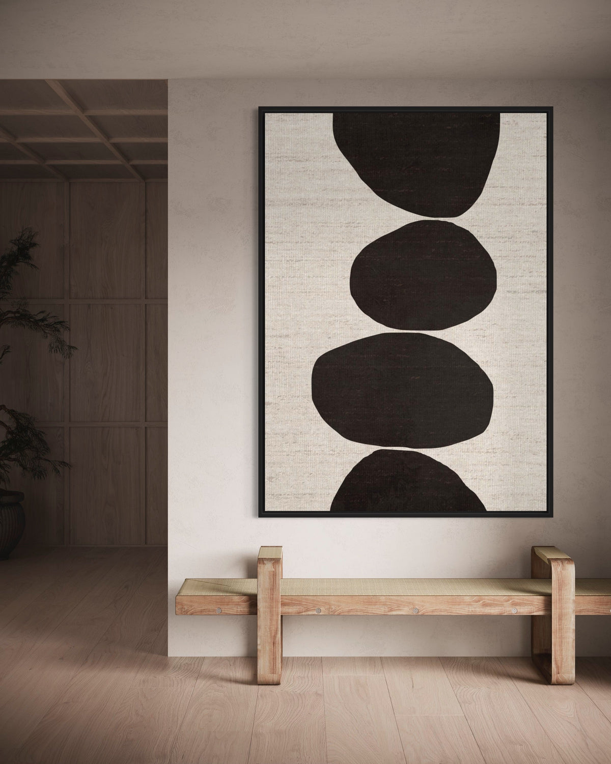 Natural Stacked Stones Black - Hand Painting