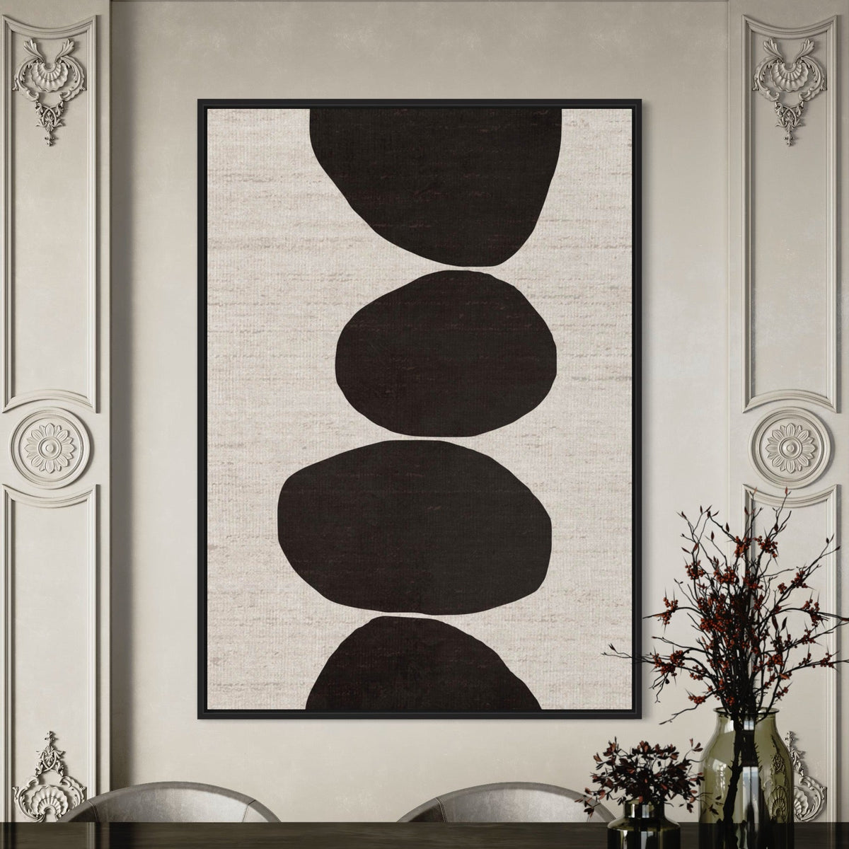 Natural Stacked Stones Black - Hand Painting