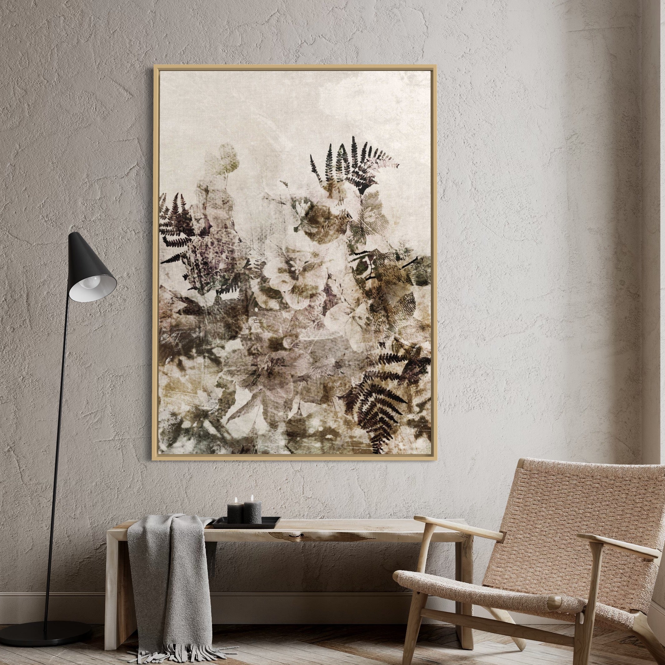 Floral grunge beige