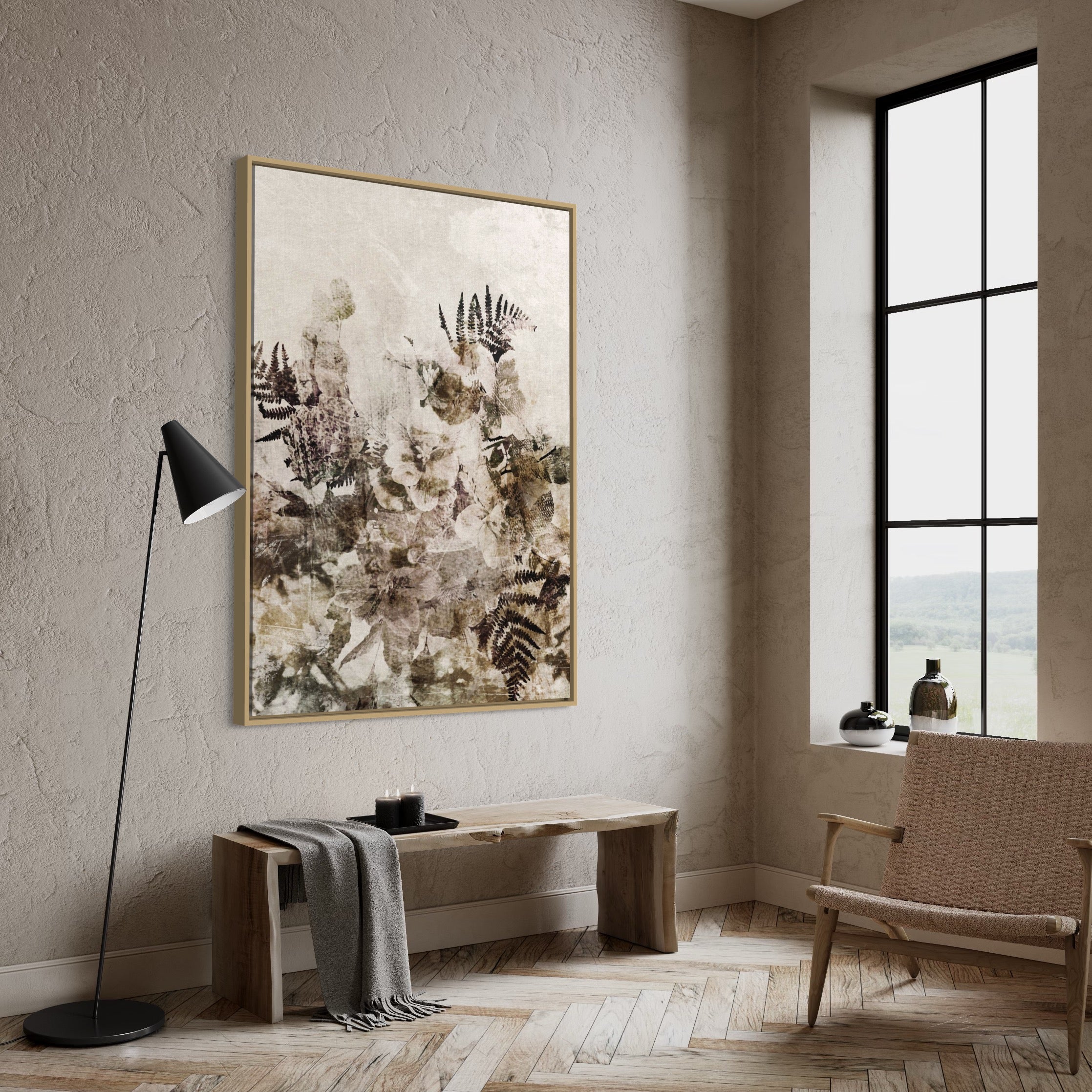 Floral grunge beige