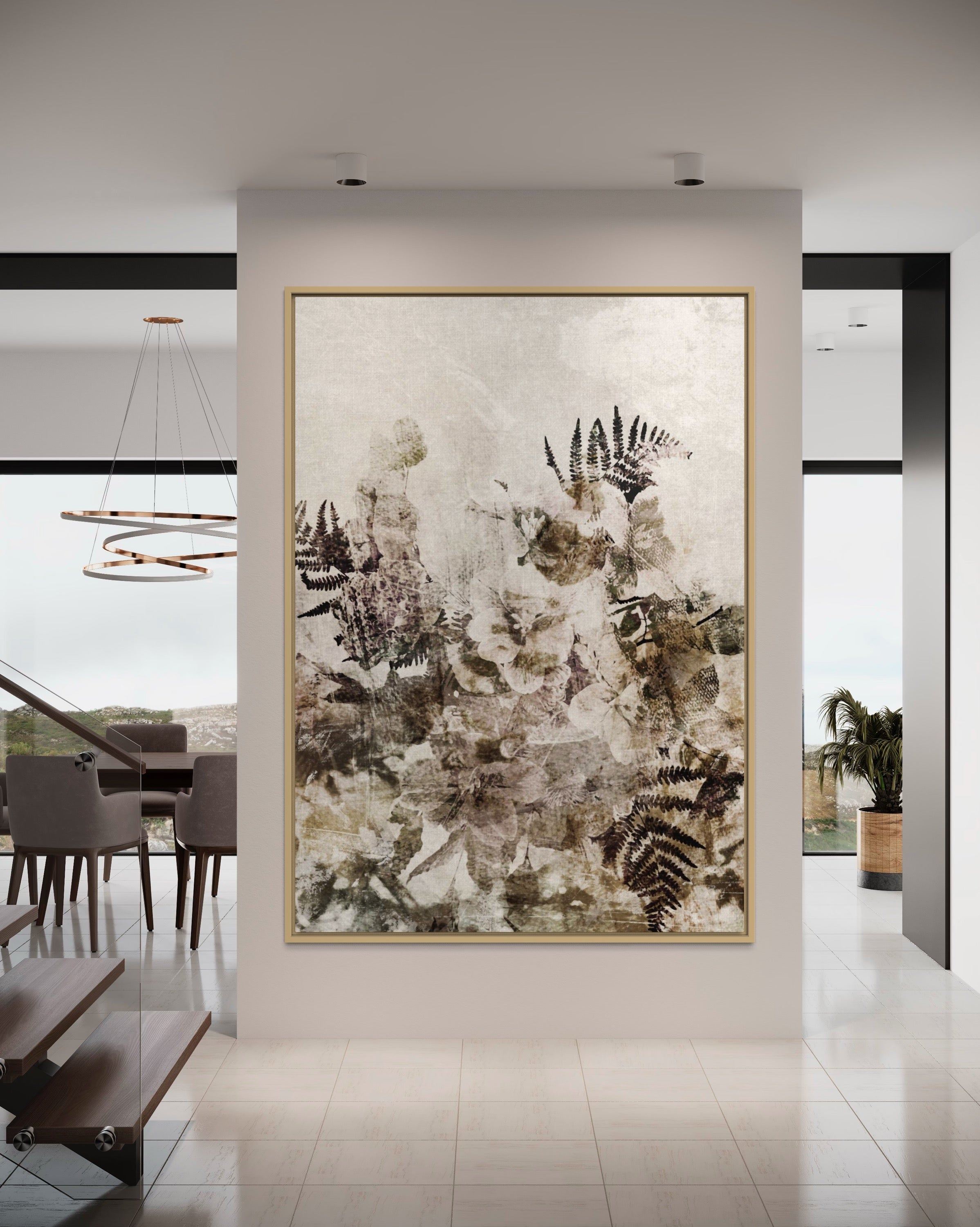 Floral grunge beige