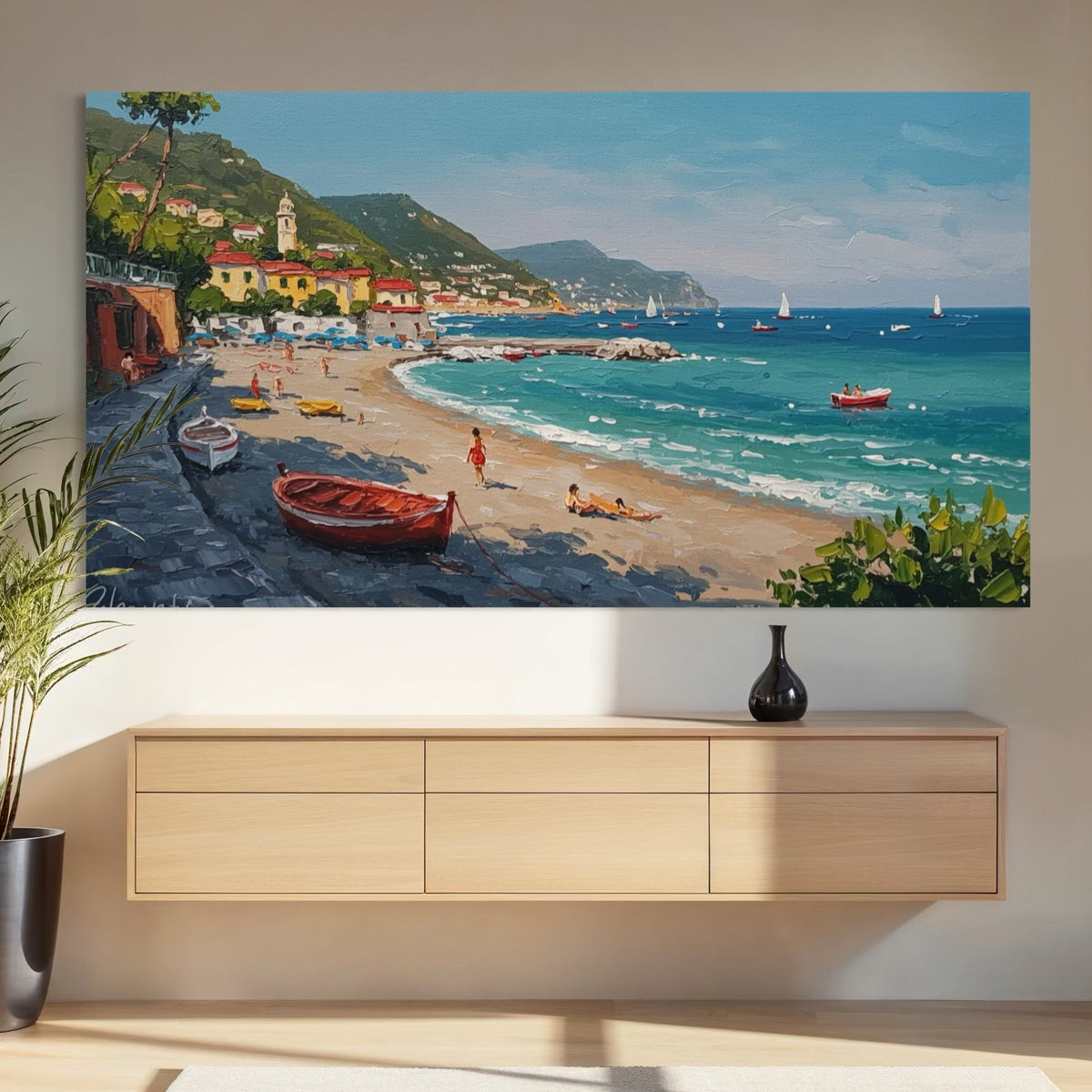 Italian Riviera Reverie - Hand Painting