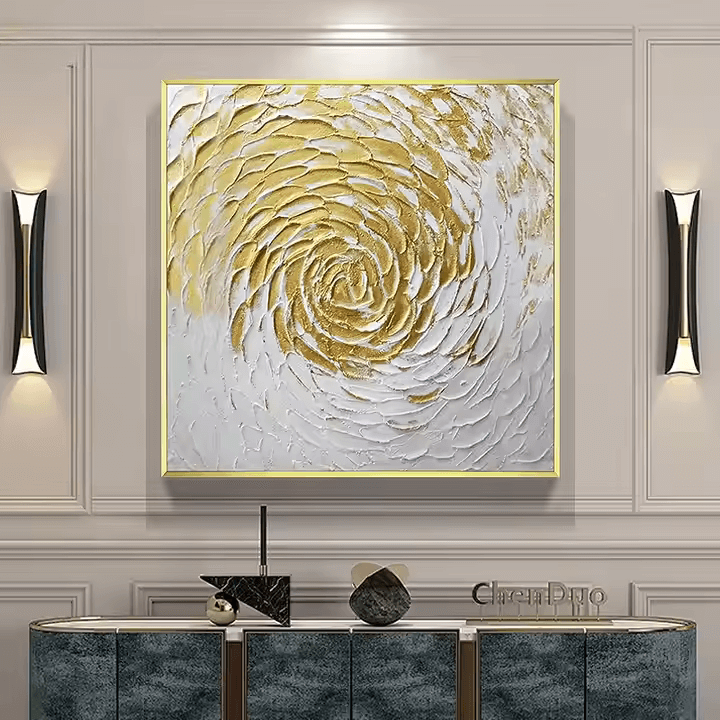 Luxurious Golden Elegance Diptych - Hand Painting