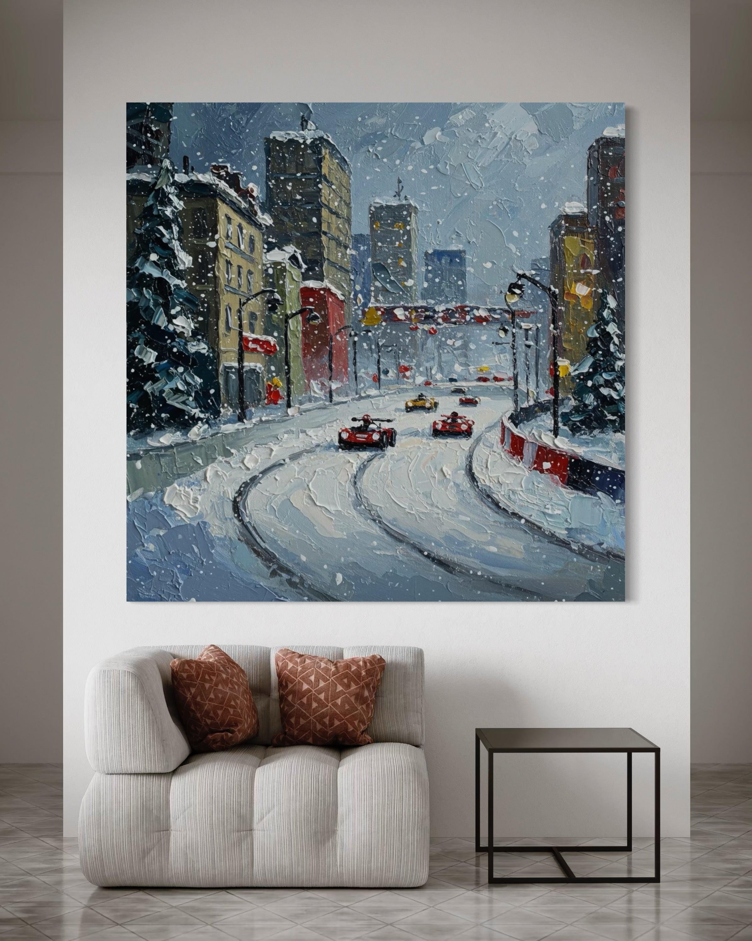 Schneefall-Rennstrecke