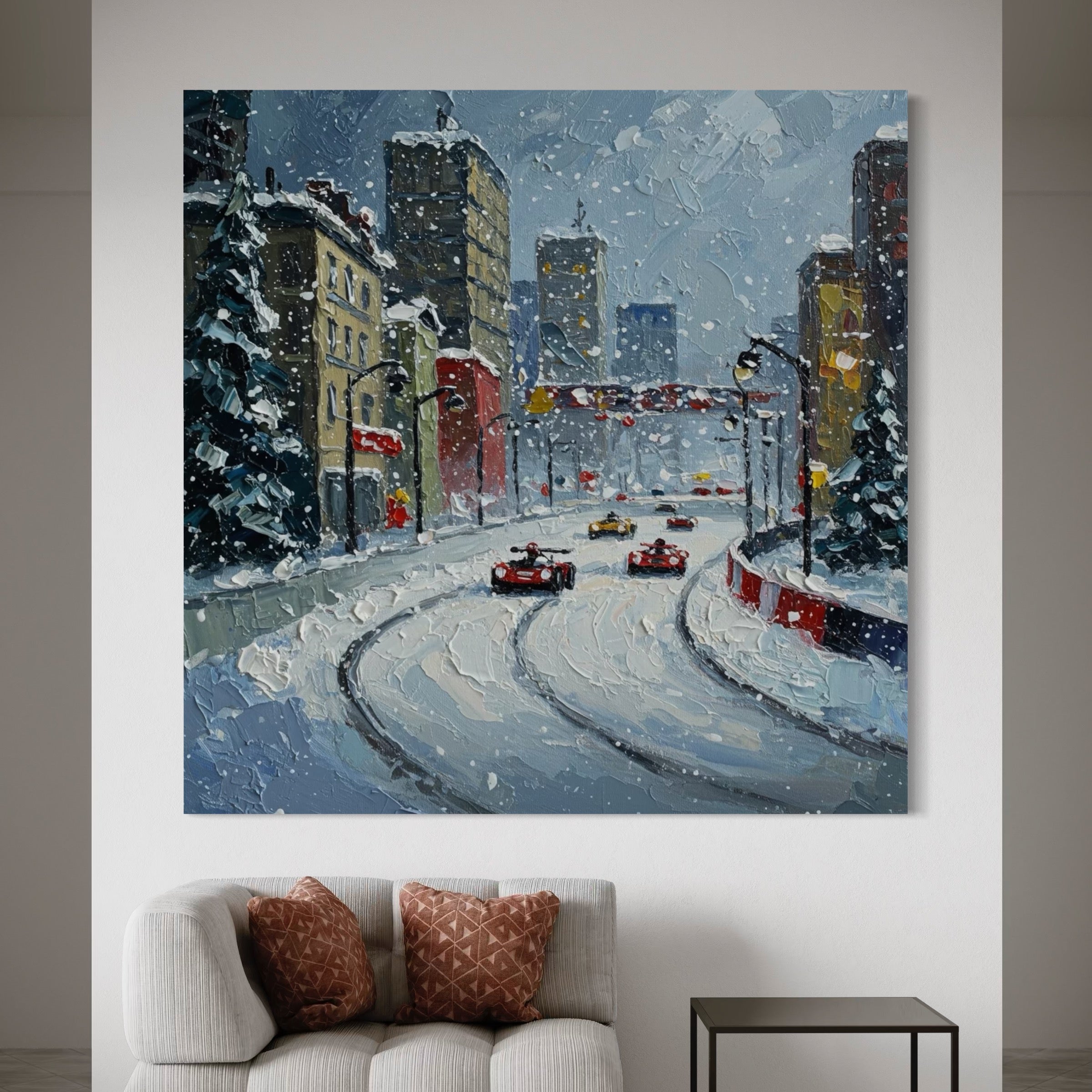 Schneefall-Rennstrecke