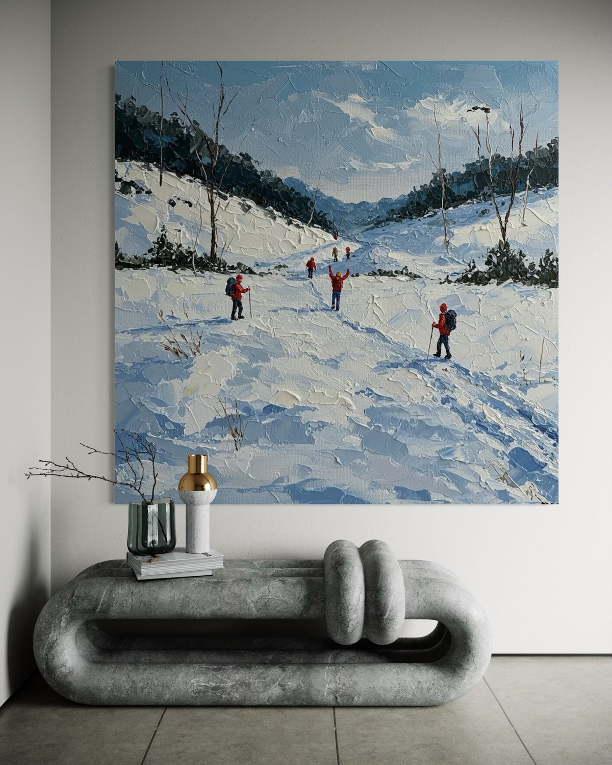 Snowy Valley Path - Hand Painting