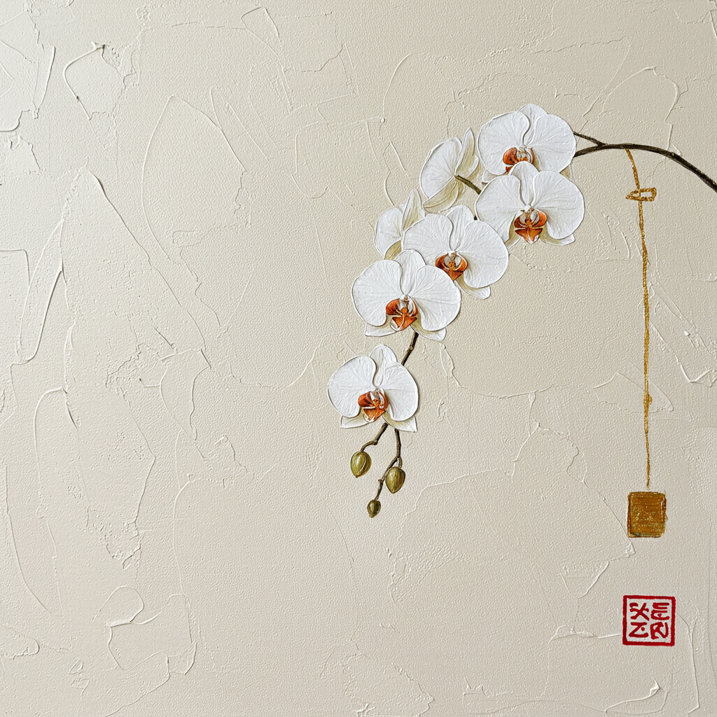 Subtle Oriental Flow - Hand Painting