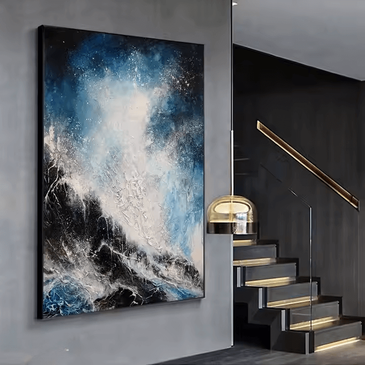 The Silver-Lit Blue Cosmos - Hand Painting