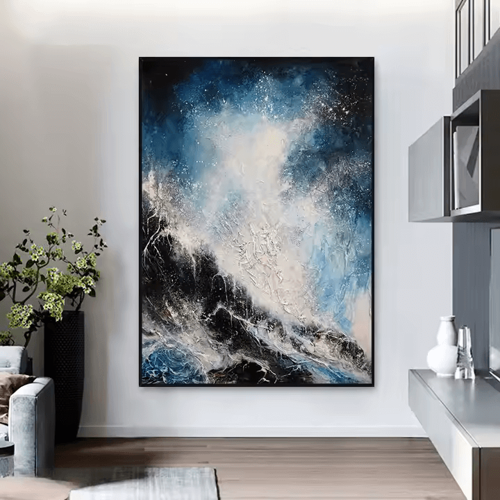 The Silver-Lit Blue Cosmos - Hand Painting