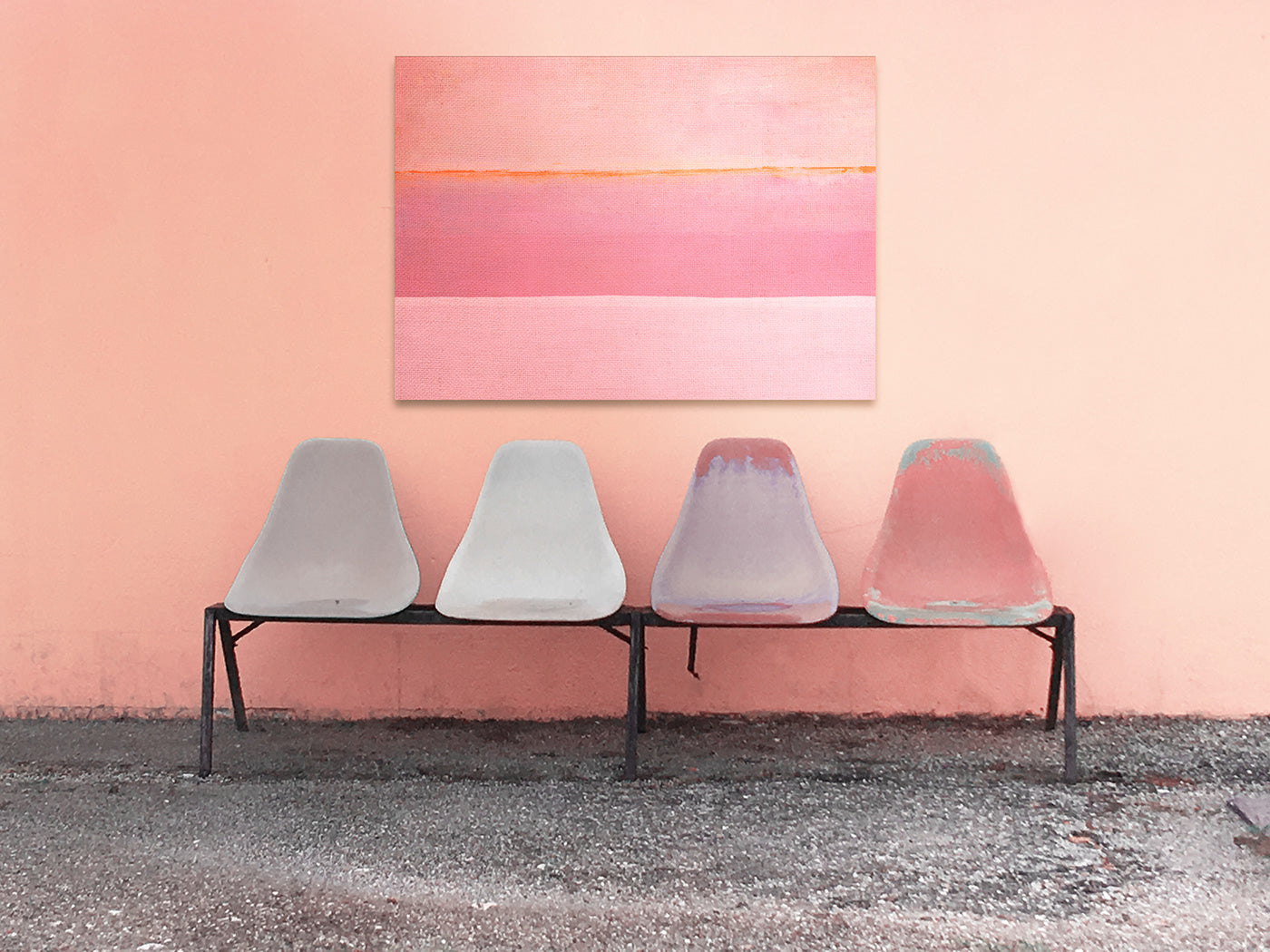 Thin Line 03 Seascape Oil Paintings Pink Wall Art