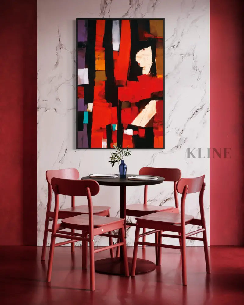 Abstract Crimson Architecture - Hand Painting