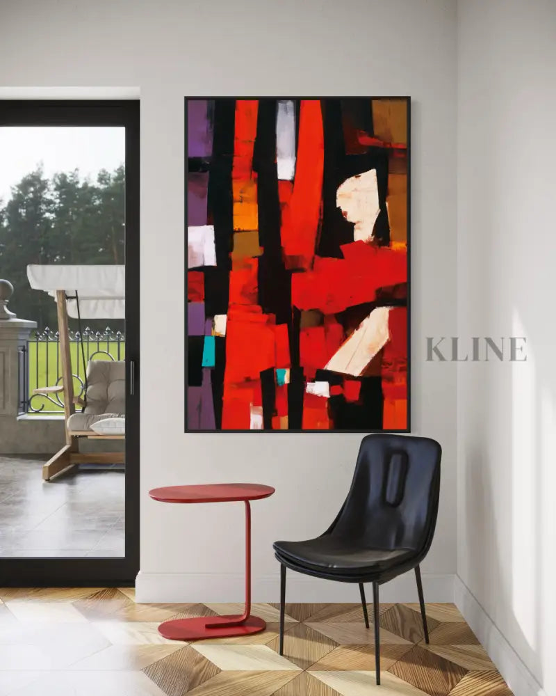 Abstract Crimson Architecture - Hand Painting
