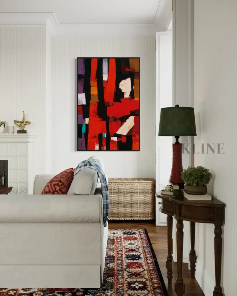 Abstract Crimson Architecture - Hand Painting