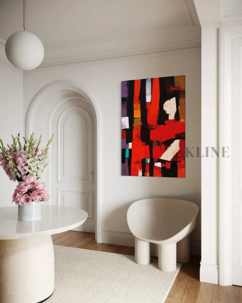 Abstract Crimson Architecture - Hand Painting