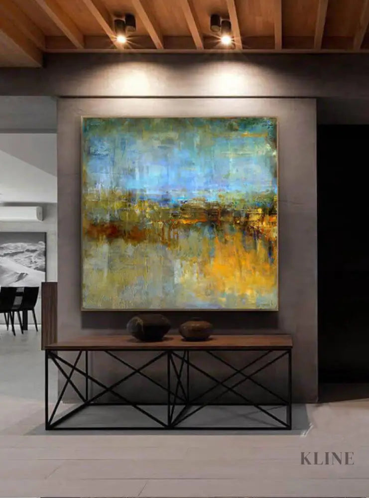 Abstract Gold and Blue - Hand Painting
