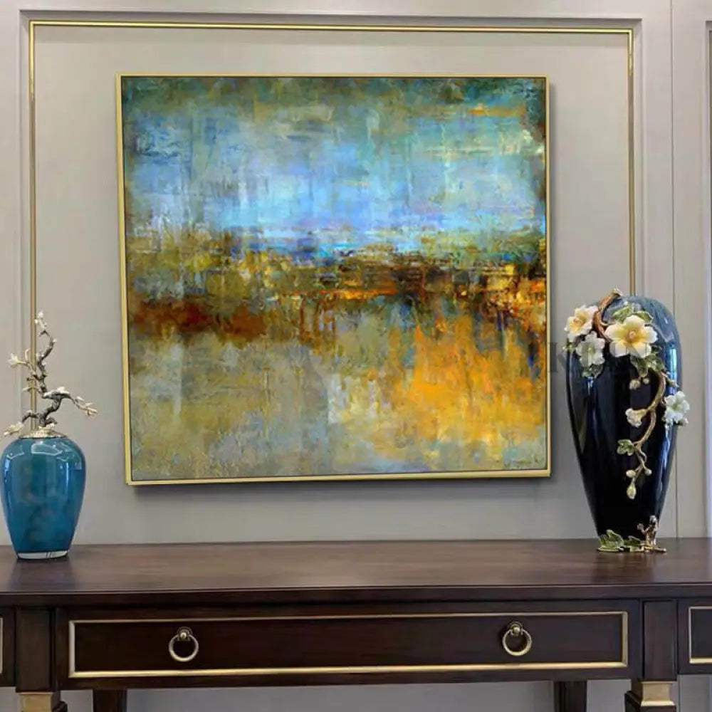 Abstract Gold and Blue - Hand Painting