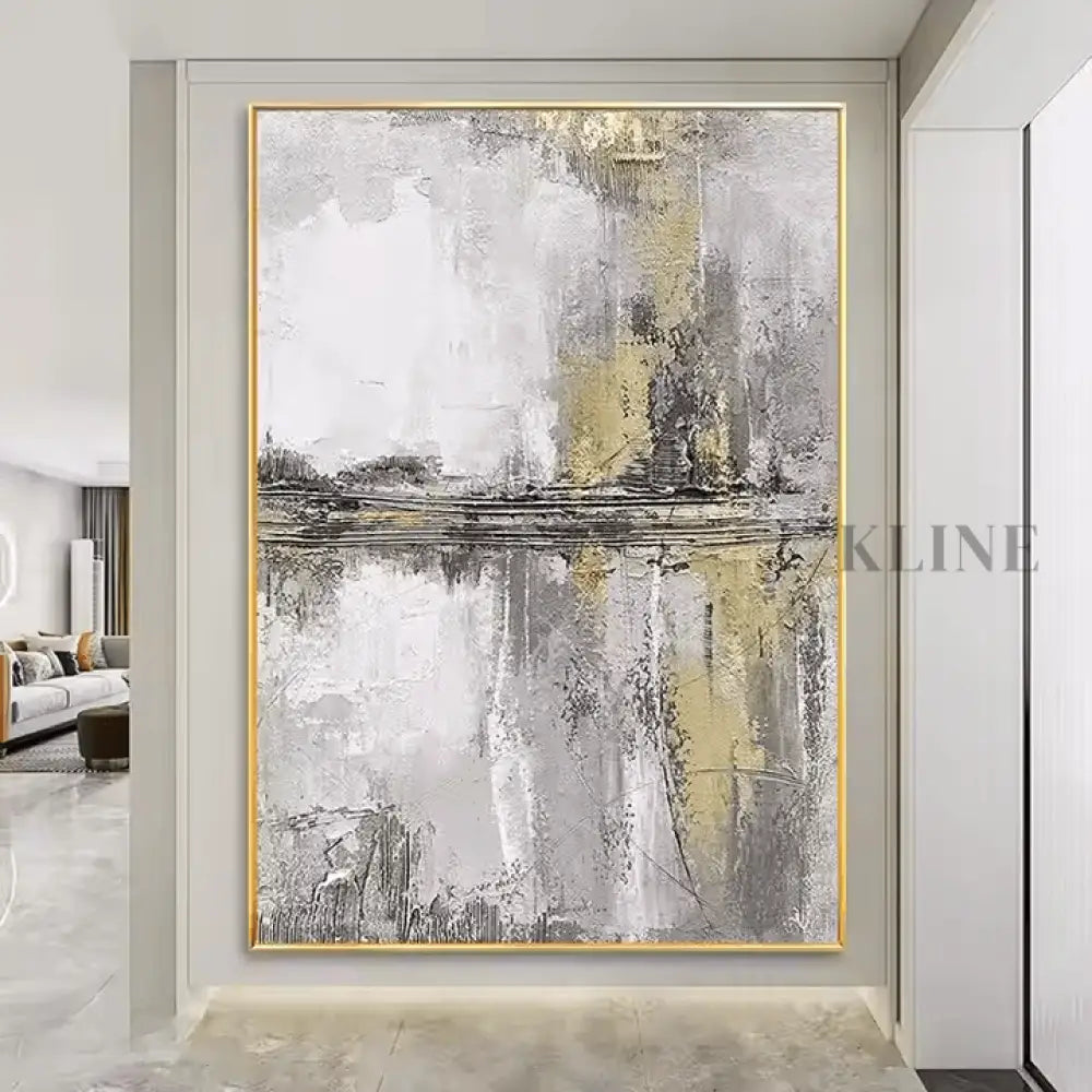 Abstract Gold and Grey - Hand Painting