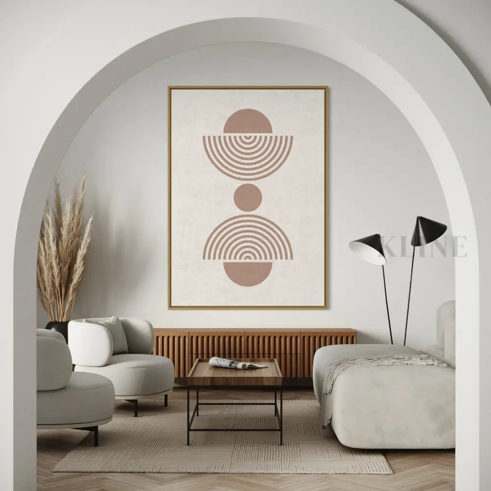 Arch and Circle Abstract Beige - Hand Painting