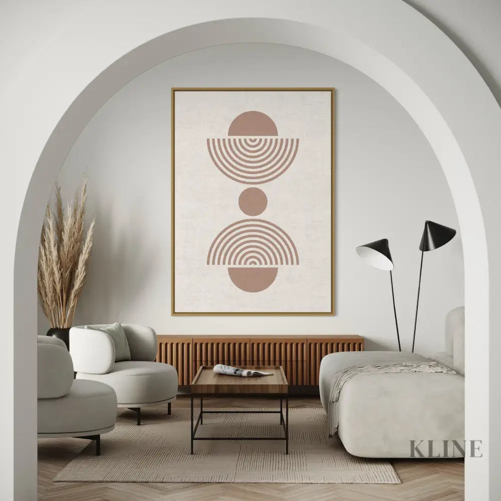 Arch and Circle Abstract Beige - Hand Painting