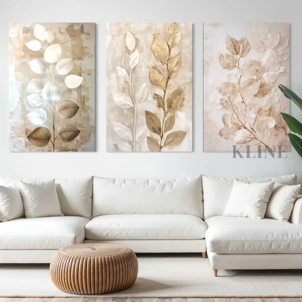 Autumn Leaves Triptych - Hand Painting